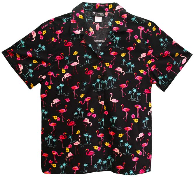 Mini Pink Flamingo Women's Hawaiian Camp Shirt