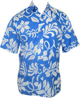 Lanai Reverse Print Placket Front Cotton Aloha Shirt — Men's Reverse Print Shirts — Go Barefoot (view 3)