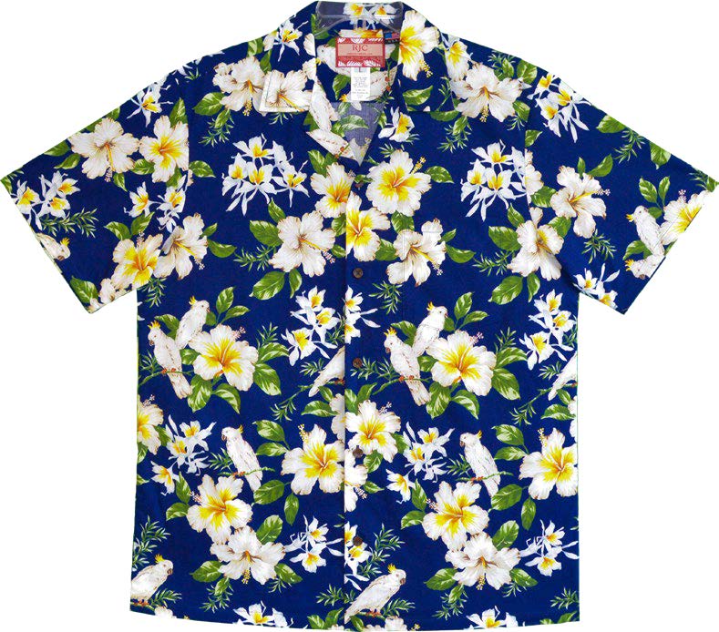 White Parrot Hibiscus Men's Shirt — Men's Cotton Shirts — RJC (view 3)