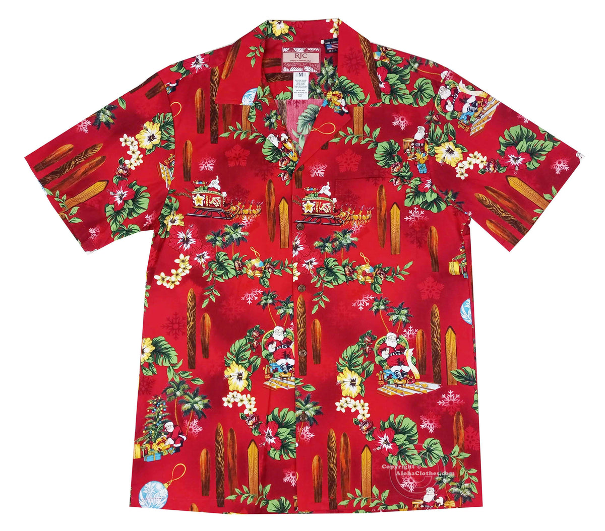Santa Resting in Hawaii Christmas Shirt — Men's Cotton Shirts — RJC