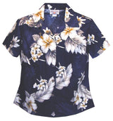 Plumeria Hibiscus Feather Fern Women's Fitted Shirt — Women's Cotton Shirts — MauiShirts (view 5)