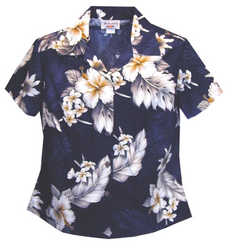 Plumeria Hibiscus Feather Fern Women's Fitted Shirt — Women's Cotton Shirts — MauiShirts (view 5)