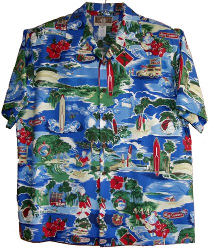 Christmas Hawaii Style Mens Rayon Blend Shirt — Men's Cotton Shirts — MauiShirts (view 3)