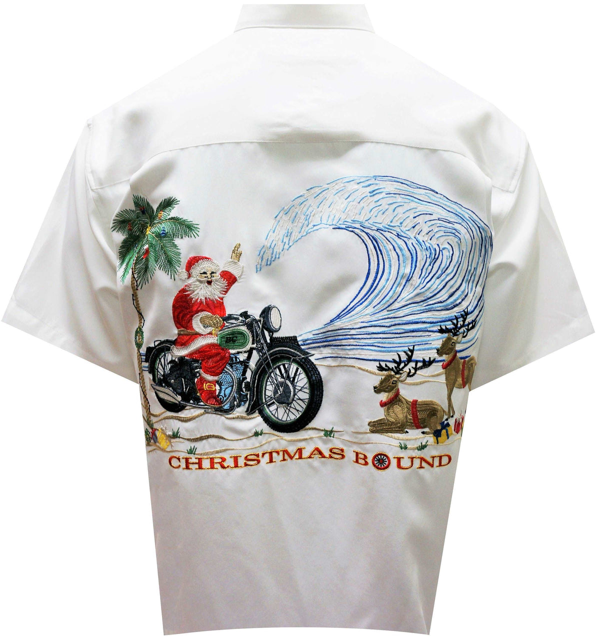 Christmas Bound via Motorcycle — Men's Embroidered Shirts — MauiShirts (view 5)