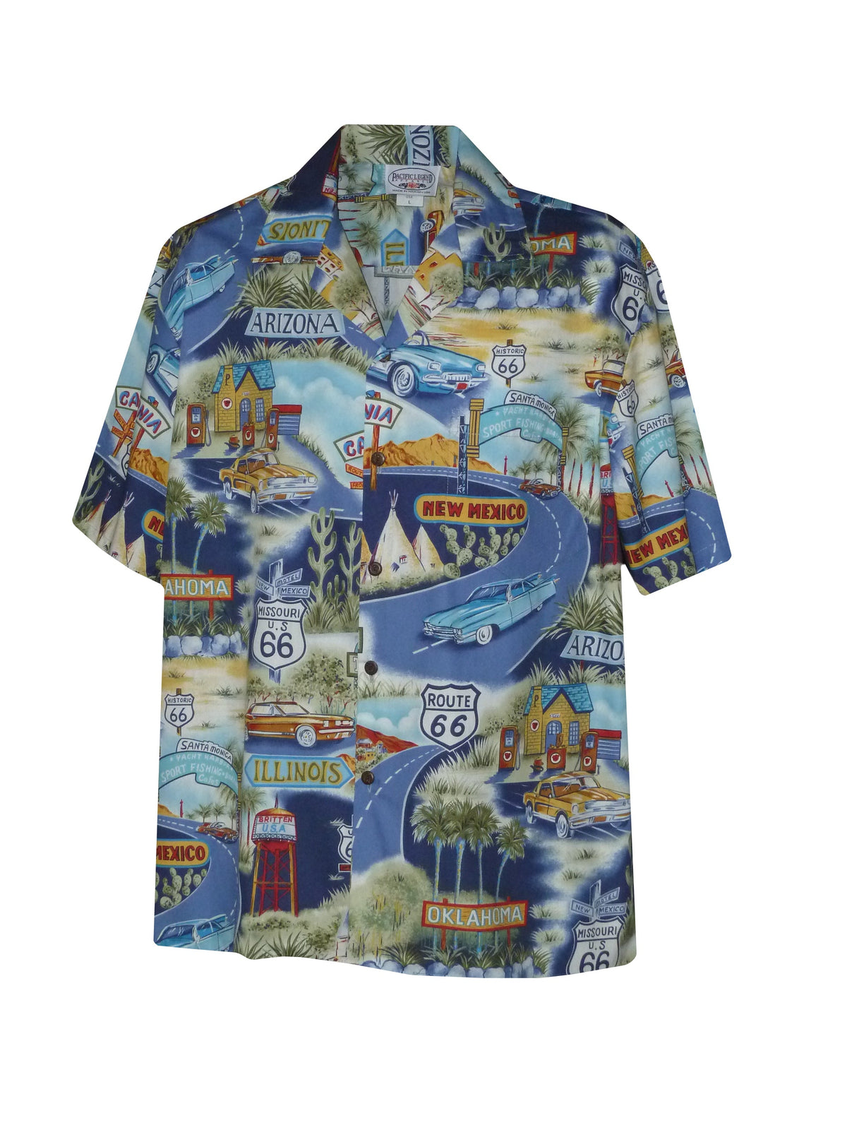 Route 66 Travel States Men's Shirt — Men's Cotton Shirts — Pacific Legend (view 9)