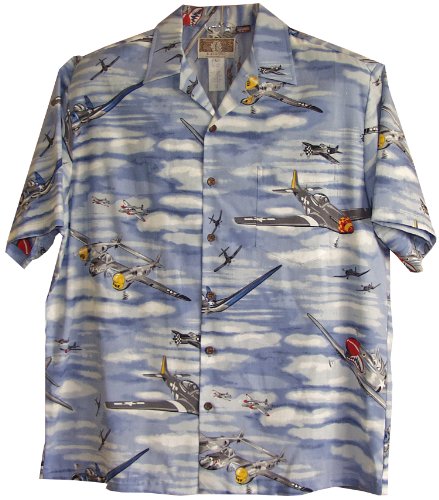 Out of the Blue Aviation men's aloha shirt — Men's Cotton Shirts — MauiShirts (view 8)