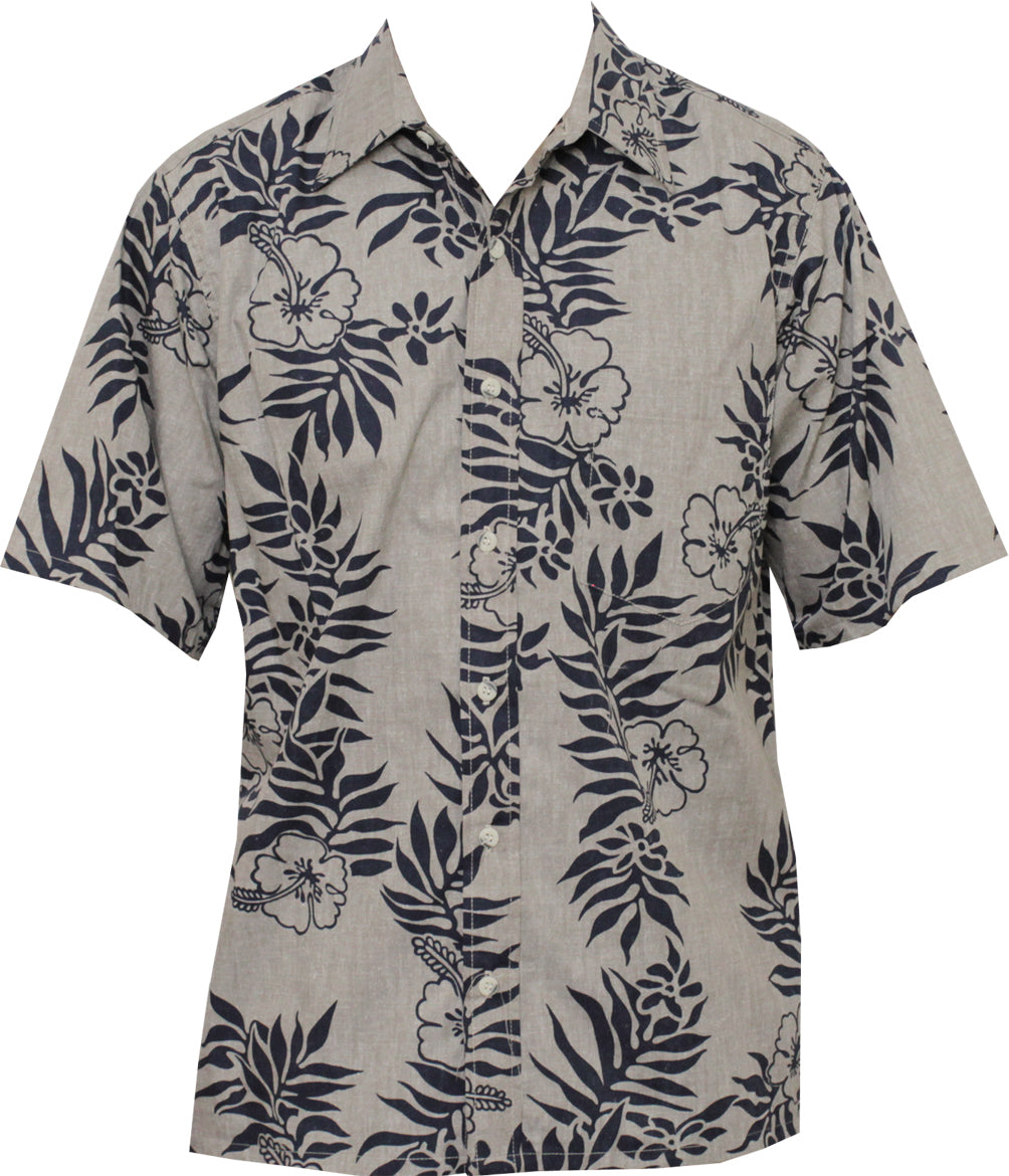 Mini Tahitan Men's Placket Reverse Aloha Shirt — Men's Reverse Print Shirts — Go Barefoot