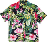 RJC Parakeet Lush Garden Women's Hawaiian Camp Shirt – Rayon, Made in Hawaii
