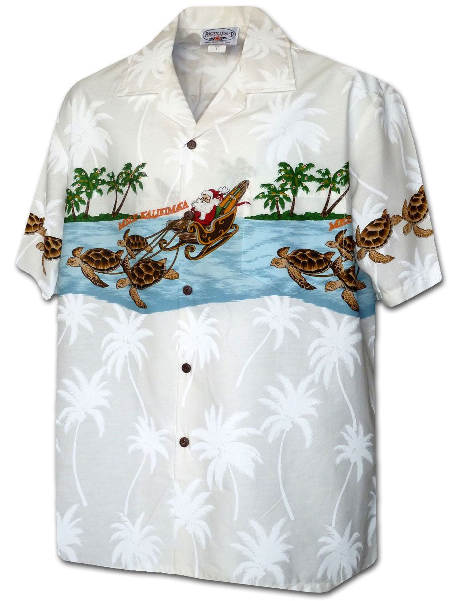 Santa Turtle Sleigh Cotton Christmas Shirt — Men's Cotton Shirts — Pacific Legend (view 4)