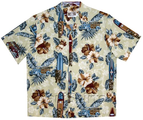Classic Hibiscus Tiki God Woodie Surfboard Shirt — Men's Cotton Shirts — MauiShirts (view 5)