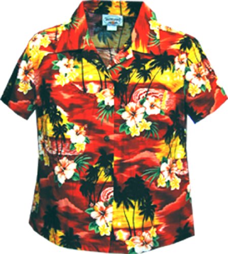 Brilliant Hawaiian Sunset women's fitted cotton — Women's Cotton Shirts — MauiShirts (view 11)