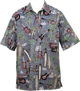 Palm Ukulele Surfboard Men's Pullover Shirt — Men's Cotton Shirts — Go Barefoot (view 3)
