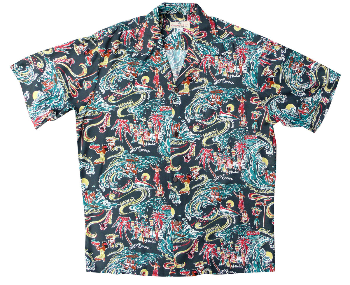 Luau mens pineapple juice vintage shirt — Men's Rayon Shirts — MauiShirts (view 3)