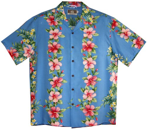 Pink White Hibiscus Panel men's Hawaiian style shirt — Men's Rayon Shirts — RJC (view 5)