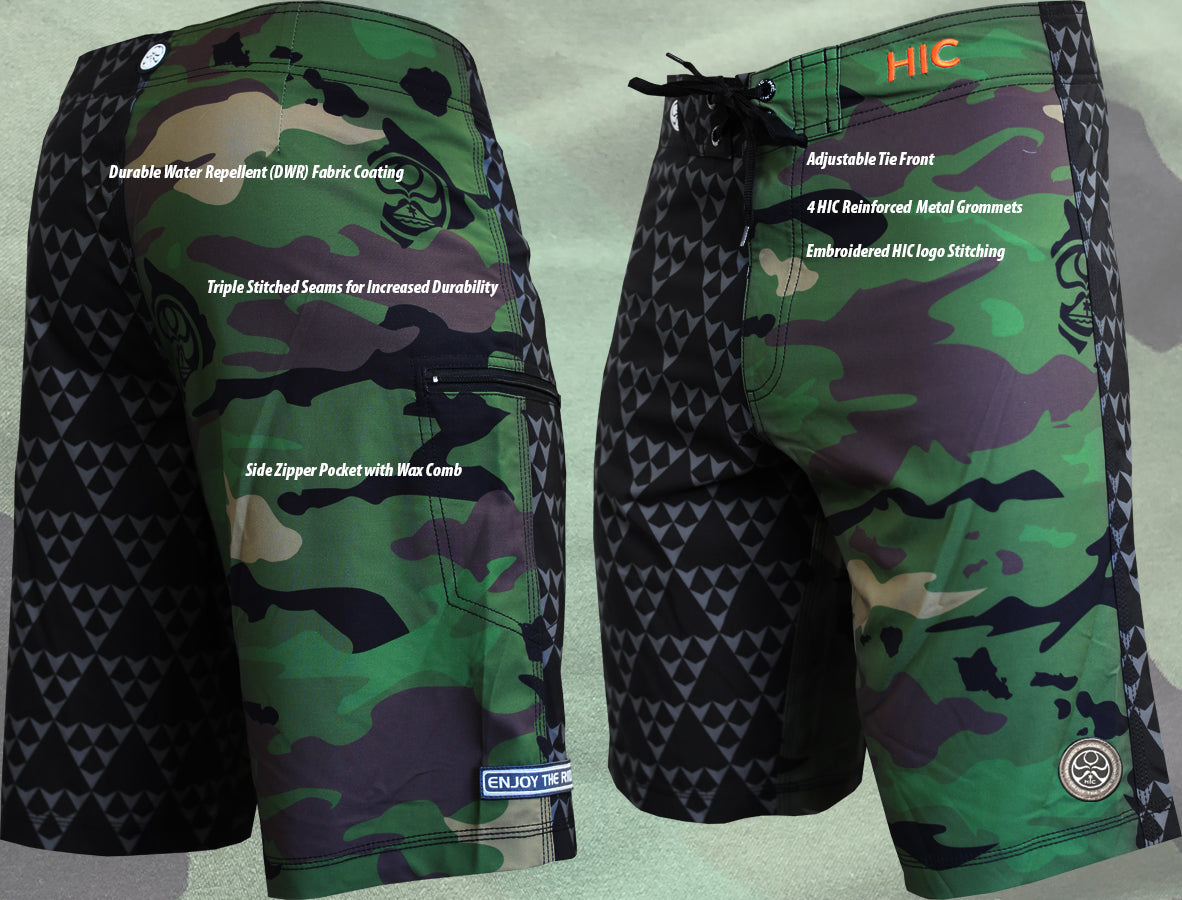 20" Army Beach HIC 8 way stretch board shorts — Boardshorts — HIC (view 4)