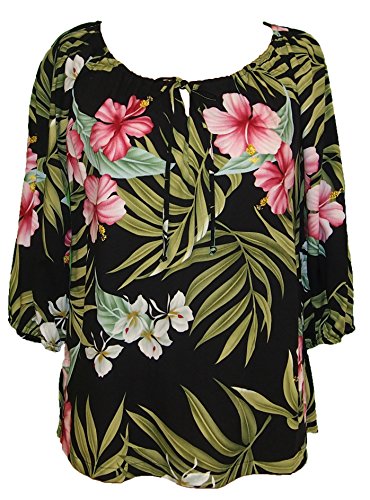 RJC Womens Pale Hibiscus Orchid Peasant Blouse