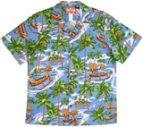 Canoes Under Coconut Trees Men's Shirt — Men's Cotton Shirts — RJC (view 4)