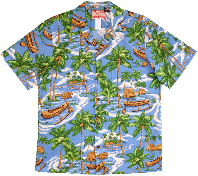 Canoes Under Coconut Trees Men's Shirt — Men's Cotton Shirts — RJC (view 4)