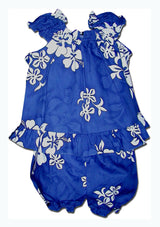 Shadow White Hibiscus Puff Sleeve 2pc — Girls Cabana Sets — MauiShirts