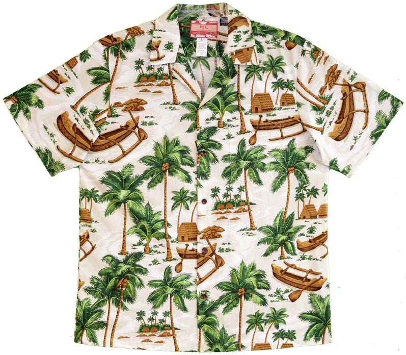 Canoes Under Coconut Trees Men's Shirt — Men's Cotton Shirts — RJC (view 3)