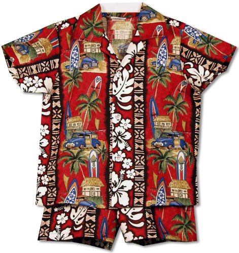Surfboard Woodie Boy's 2pc — Boys Cabana Sets — MauiShirts (view 6)