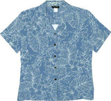 RJC Woodcut Hibiscus Garden Women's Hawaiian Camp Shirt – Rayon, Made in Hawaii