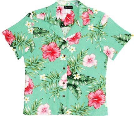 RJC Soft Pink Hibiscus Women's Hawaiian Camp Shirt – Rayon, Made in Hawaii