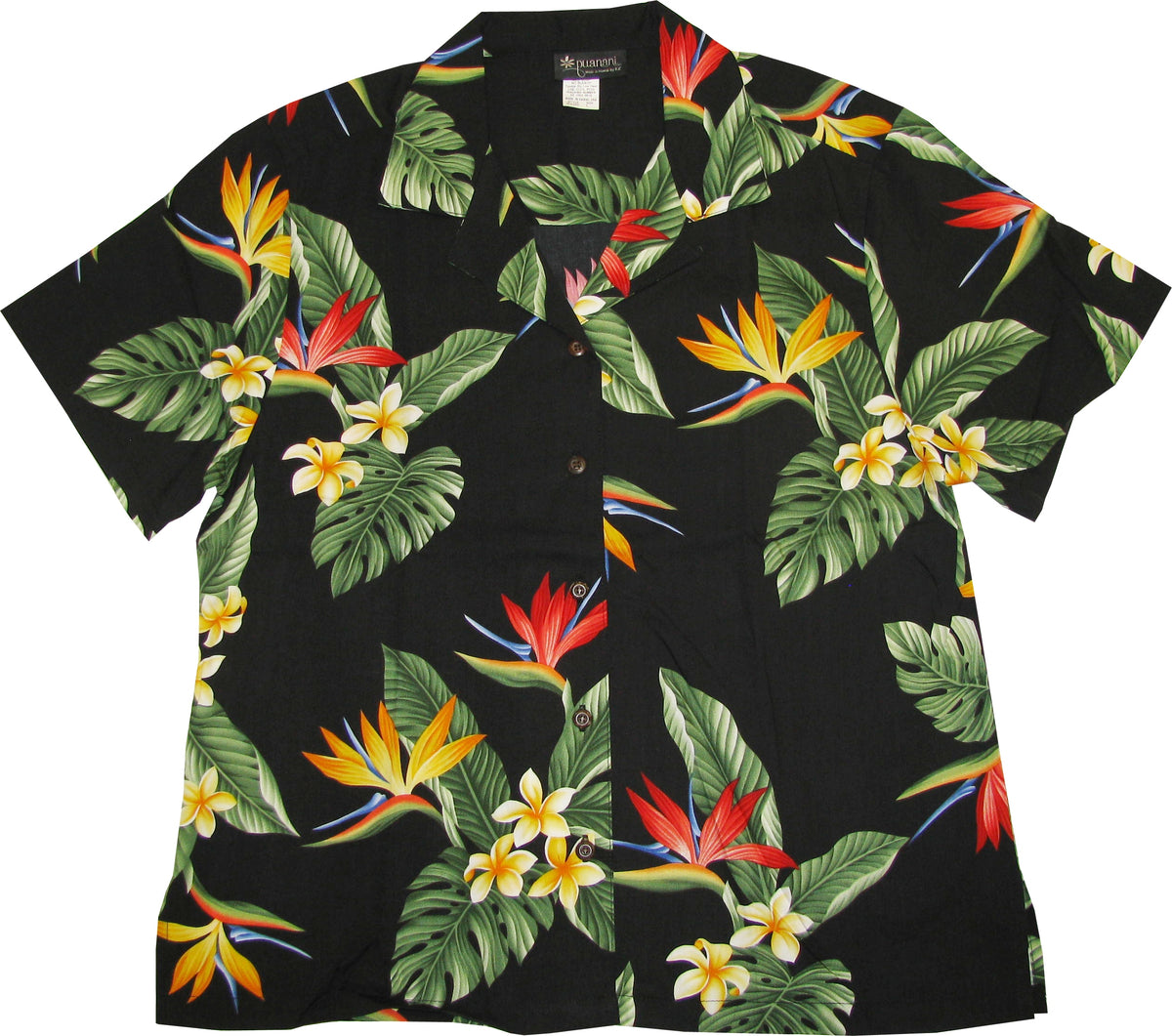 RJC Bird of Paradise Display Women's Hawaiian Camp Shirt – Rayon, Made in Hawaii