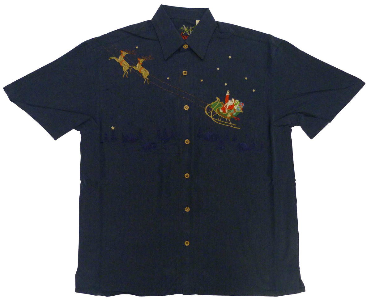 Flying Santa North Pole Men's Embroidered Shirt — Men's Embroidered Shirts — MauiShirts (view 6)