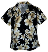 Colossal Plumeria women's fitted cotton — Women's Cotton Shirts — MauiShirts (view 8)