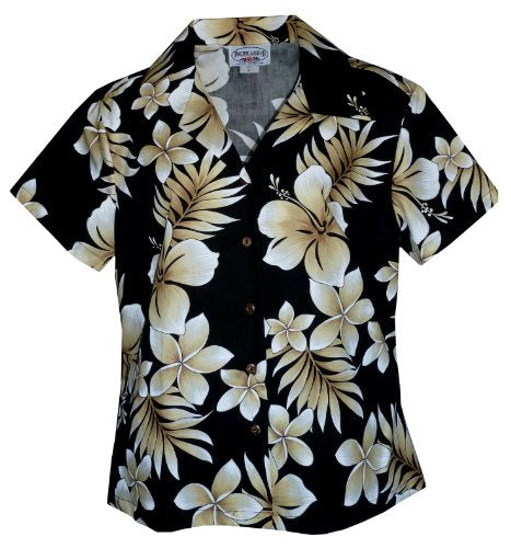 Colossal Plumeria women's fitted cotton — Women's Cotton Shirts — MauiShirts (view 12)