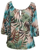 RJC Womens Watercolor Tropic Peasant Blouse