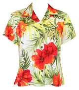 Big Hibiscus Women's Fitted Blouse — Women's Rayon Blouses — MauiShirts (view 3)