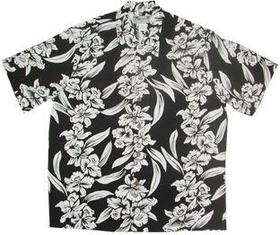 White Orchid Panel Men's Vintage Kamehameha — Men's Rayon Shirts — RJC (view 4)