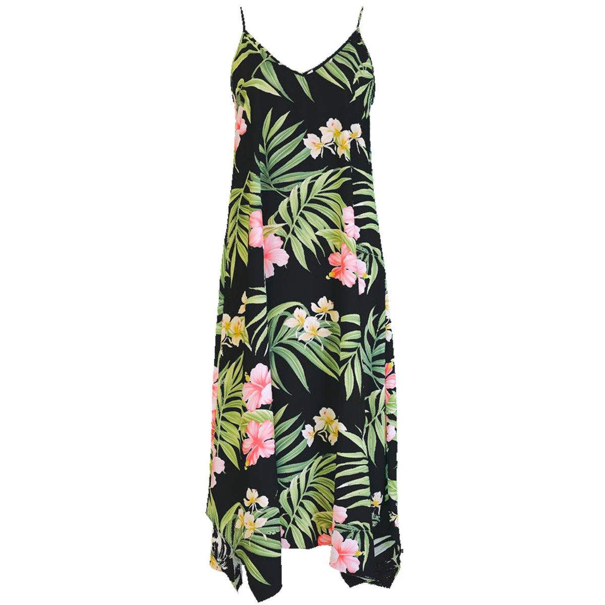 Pale Hibiscus Orchid Scarf Hem Long Dress — Women's Long Dresses — RJC Puanani (view 8)