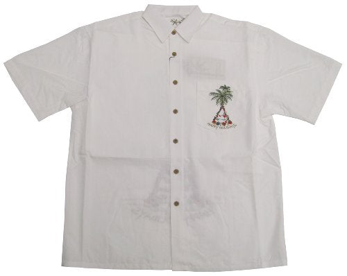 Christmas Happy Holiday Tree Embroidered Shirt — Men's Embroidered Shirts — MauiShirts (view 3)