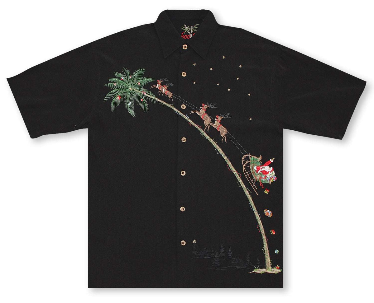 Up, Up and Away Flying Santa Men's Embroidered Shirt — Men's Embroidered Shirts — MauiShirts (view 3)