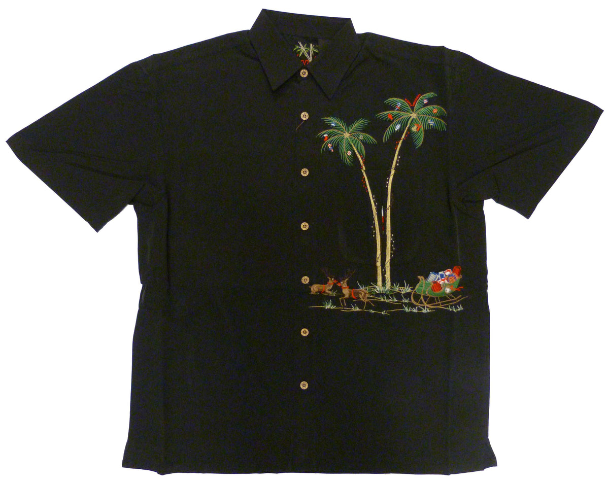 Christmas Peek-A-Boo Santa Embroidered Shirt — Men's Embroidered Shirts — MauiShirts