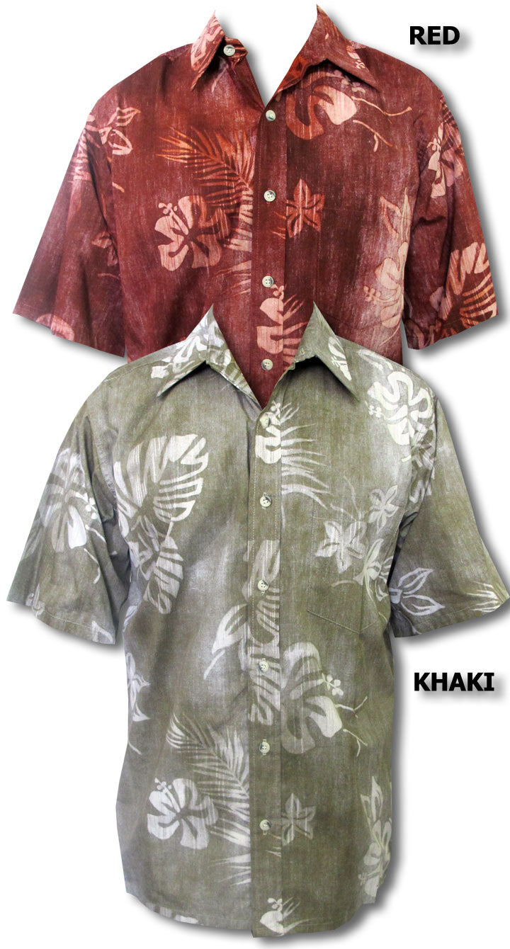 Ape Leaf Men's Placket front, Reverse Print Aloha Shirt