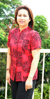 Asian Good Luck Women's Mandarin Collar Fitted Blouse