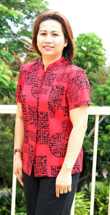 Asian Good Luck Women's Mandarin Collar Fitted Blouse