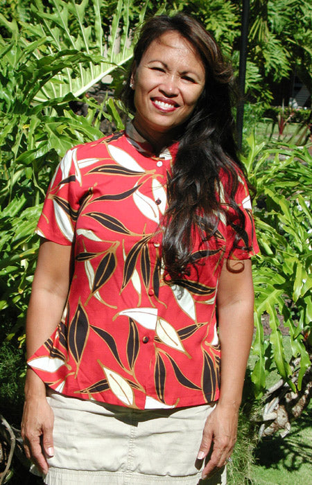 Asian Serenity Women's Mandarin Collar Fitted Blouse