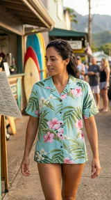RJC Pale Hibiscus Orchid Women's Hawaiian Camp Shirt – Rayon, Made in Hawaii