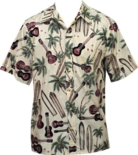 Palm Ukulele Men's Reverse Placket Front cotton Shirt — Men's Reverse Print Shirts — Go Barefoot (view 3)