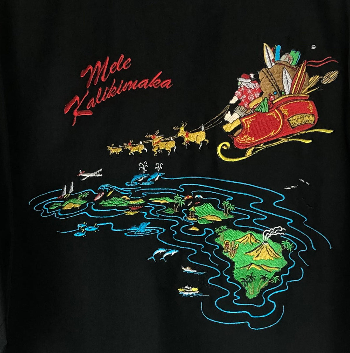 Santa's Last Stop Embroidered Shirt — Men's Embroidered Shirts — Bamboo Cay (view 3)