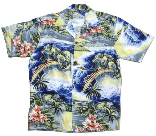 Rainbow Water Falls Men's Vintage Shirt — Men's Rayon Shirts — MauiShirts (view 8)