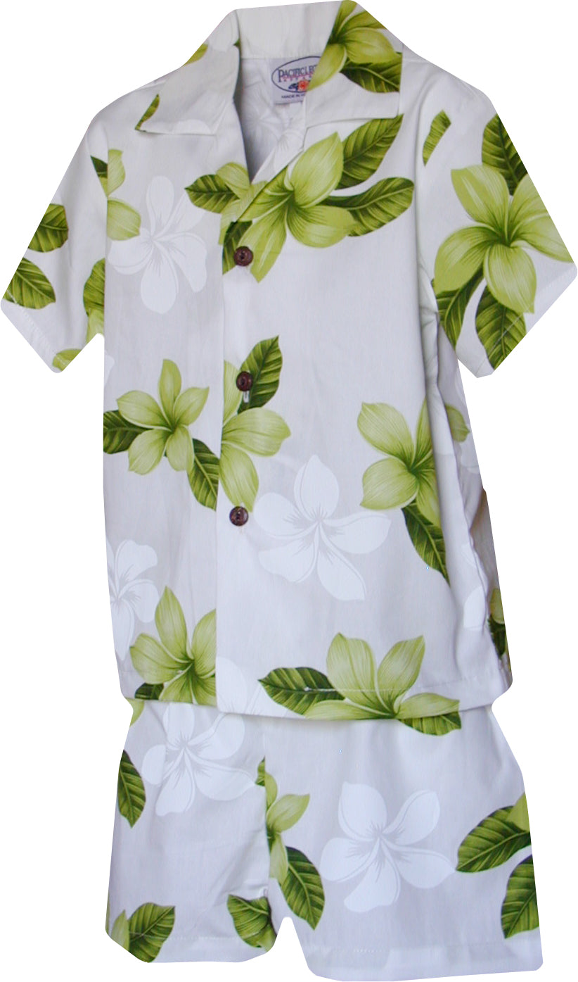 Single Tone Plumeria Boy's 2pc — Boys Cabana Sets — Pacific Legend