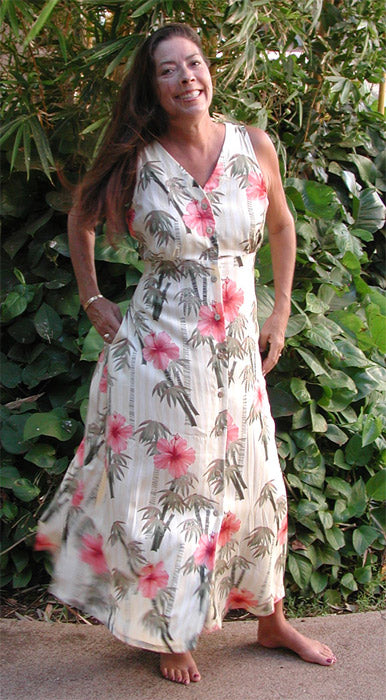 Bamboo Hibiscus Empire Tie Back