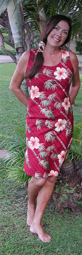 Bamboo Hibiscus Bias Cut Flared Tank