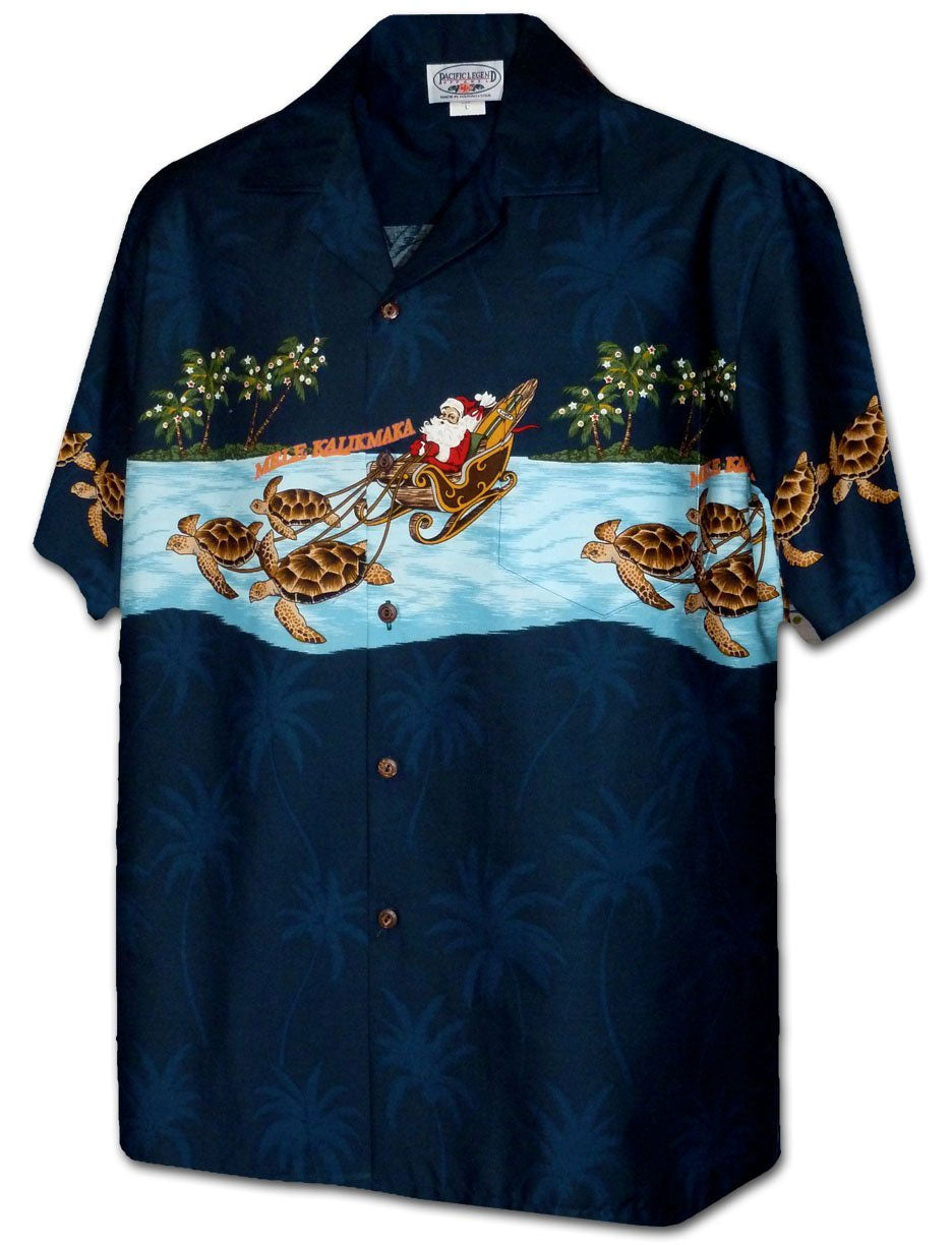 Santa Turtle Sleigh Cotton Christmas Shirt — Men's Cotton Shirts — Pacific Legend